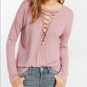 Express Long Sleeve Lace Up Top